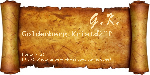Goldenberg Kristóf névjegykártya